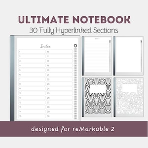 reMarkable 2 Ultimate Notebook | 30 Section Fully Hyperlinked Template