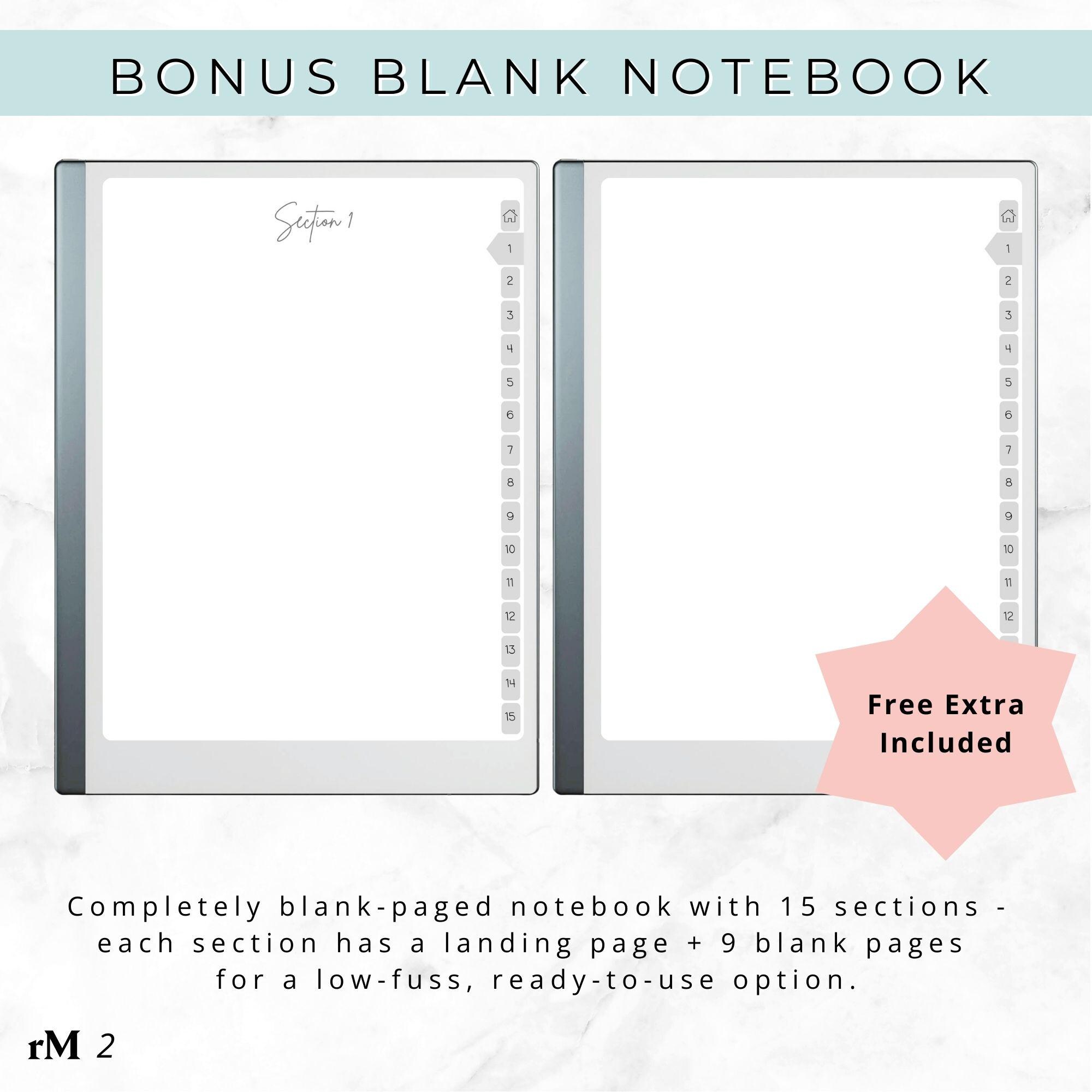 Remarkable Paper Pure Hyperlinked Notebook | 15 Section Versatile ...
