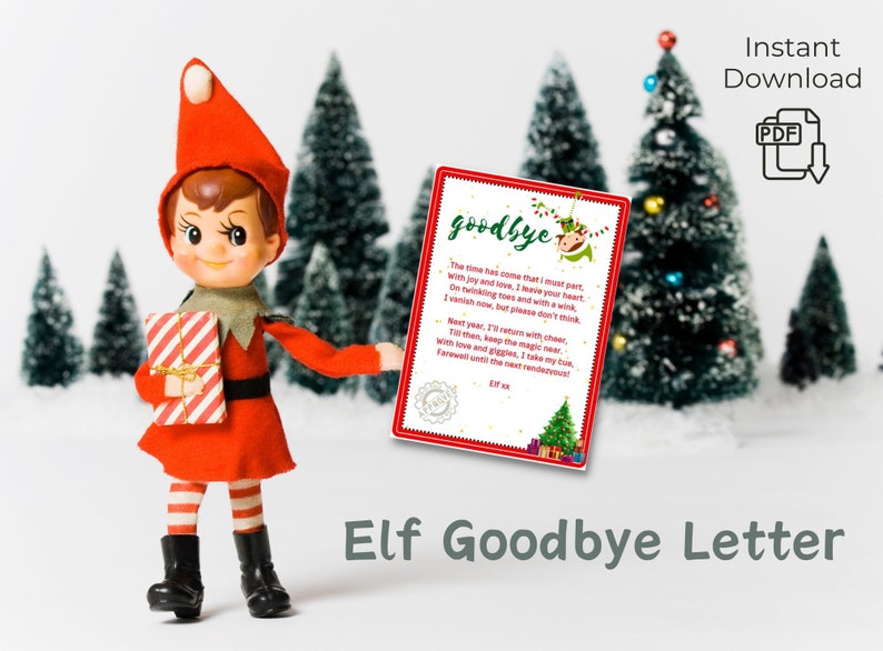 Farewell Elf Letter, Elf Goodbye Letter, Elf Departure Letter, Goodbye ...