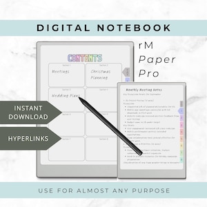 8 section hyperlinked notebook for reMarkable Paper Pro