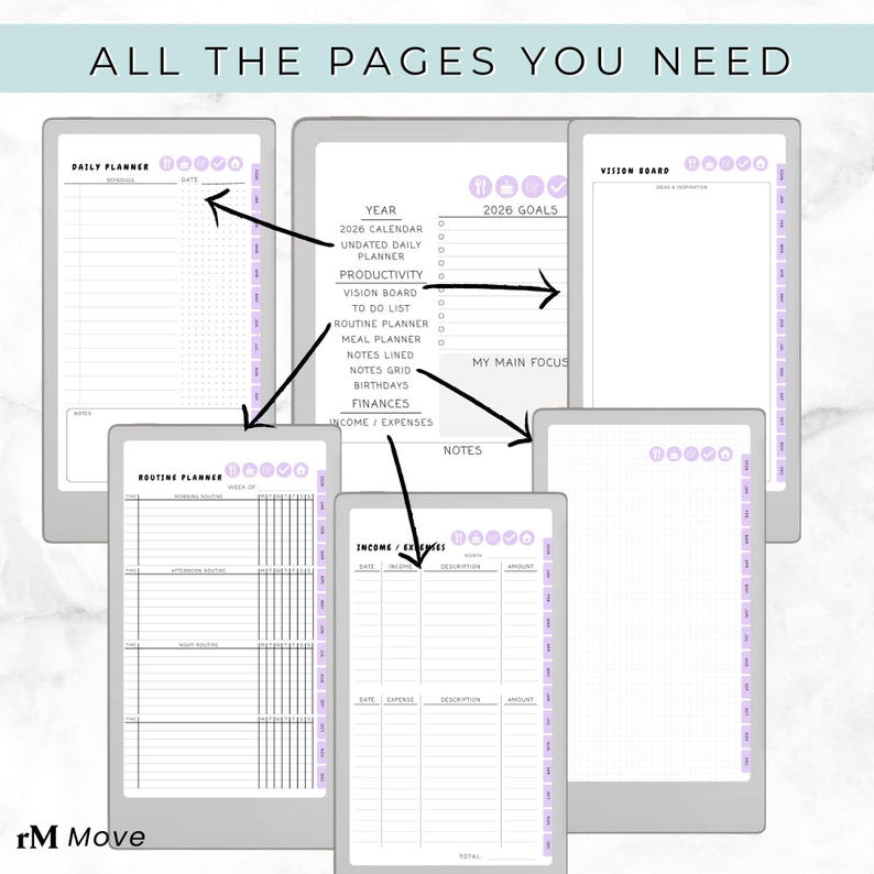ON SALE! 2026 Digital Planner Remarkable Paper Pro Move | Medium-lined ...