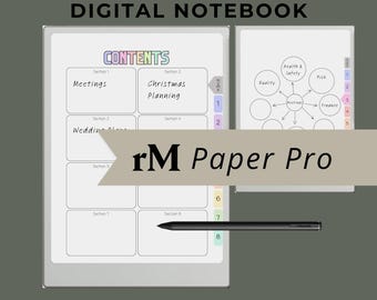 Hyperlinked Digital Notebook 8 Sections reMarkable Paper Pro | Multi-Layout Template | Versatile Planner Organizer