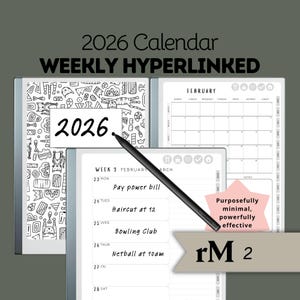 BESTSELLER 2026 Hyperlinked Planner for reMarkable 2 | Weekly Lined To-Do Priority Notes | PDF Template