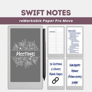 Hyperlinked Organizer reMarkable Paper Pro MOVE | Ultimate Notebook Template | 30 sections - home index - BLANK