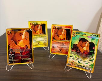 Custom Pokemon Couple Card – Personalized Valentine’s & Anniversary Gift – Trading Card Style Love Portrait