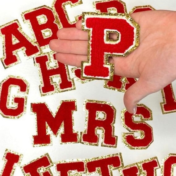 3.12 Chenille Letters Iron on Patch,chenille Letter Gold Glitter