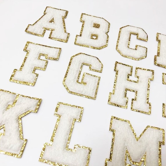 White 3 Chenille Letters, Iron on Chenille Letters, Glue on Chenille  Letters 