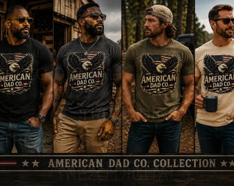 American Dad Co PNG, Patriotic Father’s Day Shirt Design, Vintage Eagle Sublimation Graphic