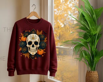 Fall Skull PNG,Halloween Pumpkins & Roses