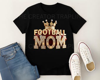 Sparkly Football Mom PNG: Jeweled Crown Design (Digital Download