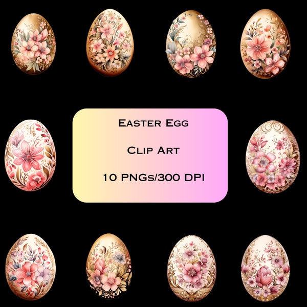 Vibrant Easter Egg Clipart 10 High-Res PNGs for Sublimation & Pintable, Digital Downloads!