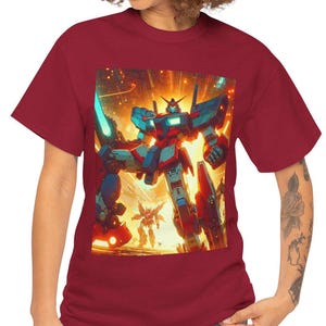 Gundam Anime Tee, Unisex Heavy Cotton T-Shirt, Japanese Robot Mobile Suit Shirt, Manga Lover Gift, Cosplay Costume Top