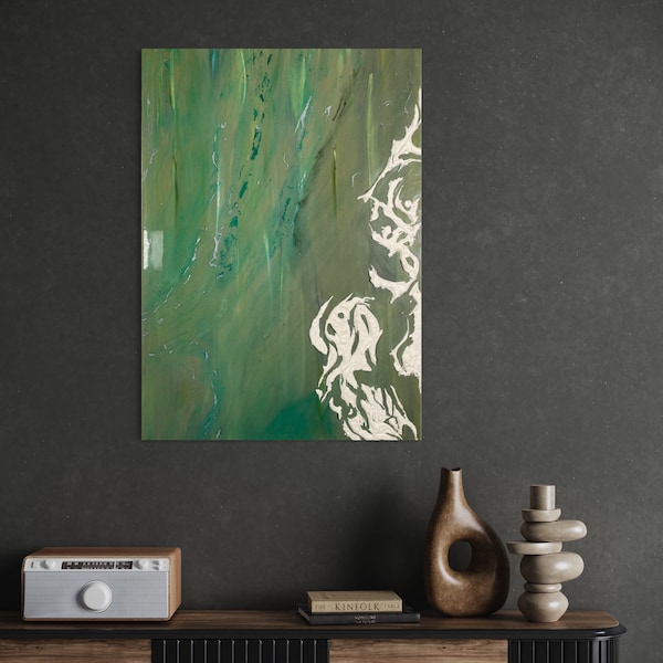 Ocean of Green , abstrakte Wandkunst, Grün Original Abstraktes Gemälde - Acryl auf Leinwand ,Wohnkultur Abstrakte Wandkunst Trend Textur