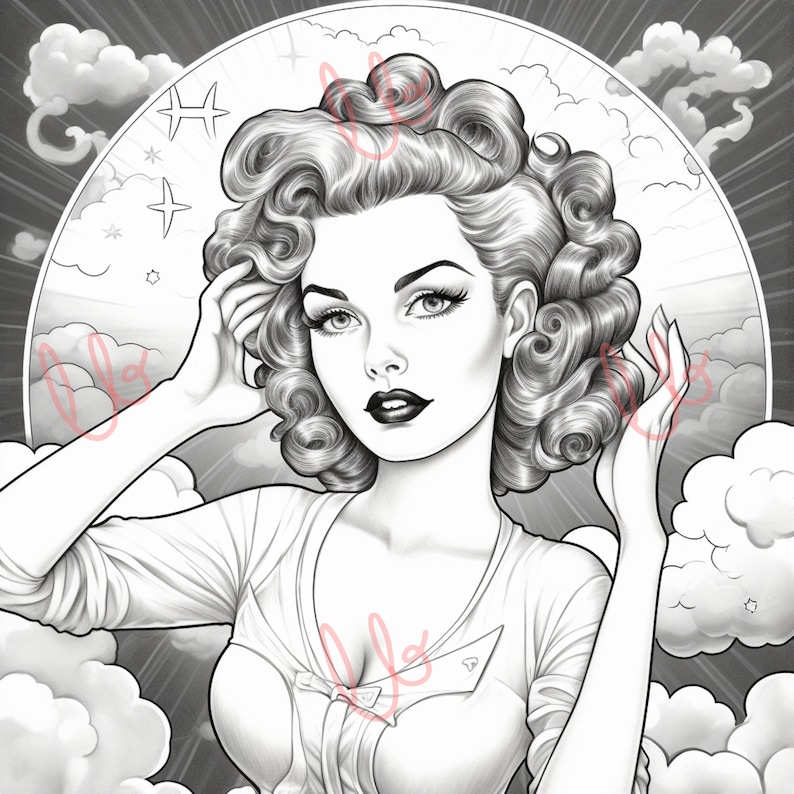 5 Pin-up Girl Coloring Pages - Etsy