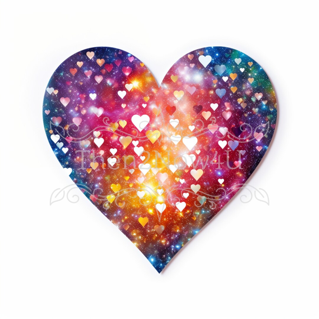 3 Holographic Heart Stickers Etsy
