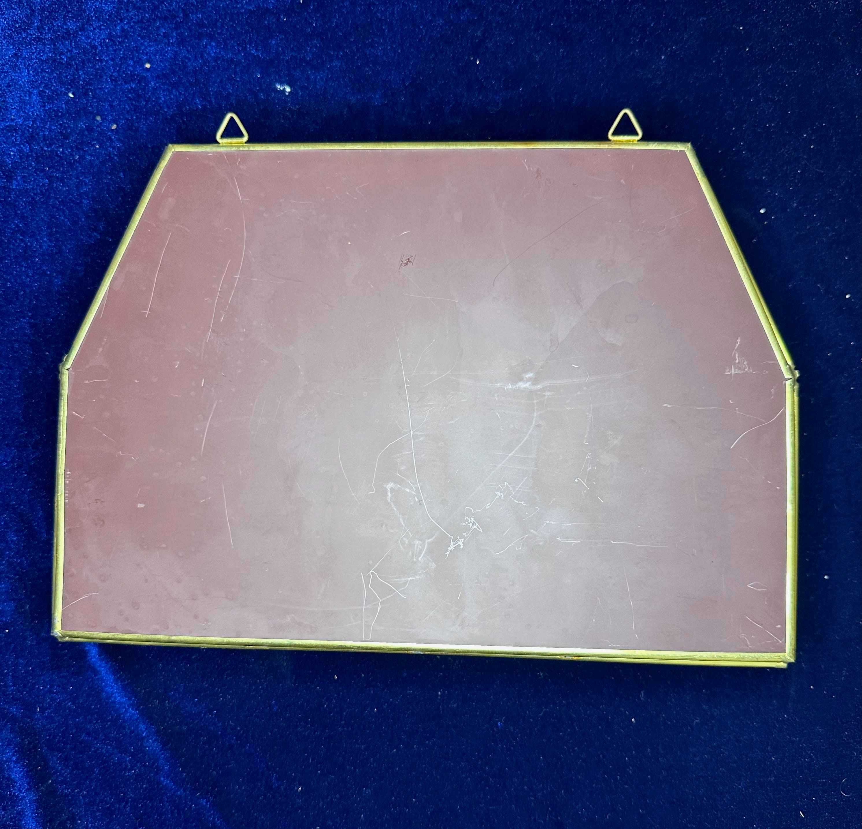Vintage Etched Glass Mirror Small House Brass Miniature Curio Etsy