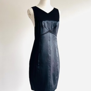 vintage Karl Lagerfeld black Satin structured pinafore dress Lagerfeld Paris low back sz 38