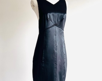 vintage Karl Lagerfeld black Satin structured pinafore dress Lagerfeld Paris low back sz 38