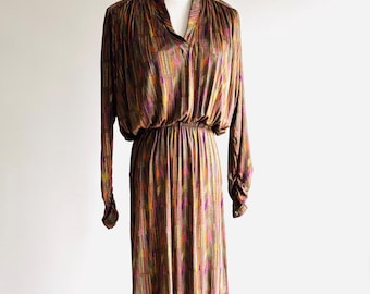 Vintage Missoni Abstract Print Jersey Dress, Batwing Sleeve, Made in Italy
