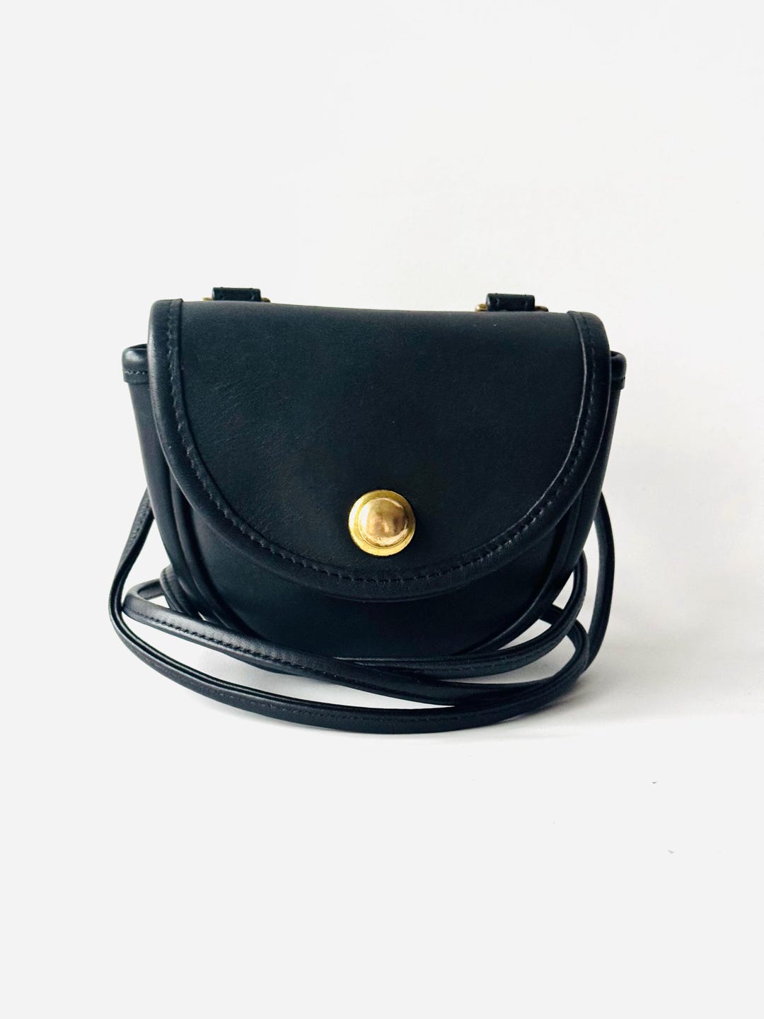 ◎vintage◎COACH Mini Body Bag BLACK Vintage Coach Leather Mini Convertible Belt Bag Crossbody Purse in
