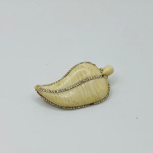 Rare vintage Emmanuel Ungaro Paris lucite and crystal brooch pin in a leaf motif