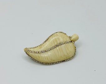 Rare vintage Emmanuel Ungaro Paris lucite and crystal brooch pin in a leaf motif