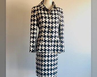 Vintage Bill Blass houndstooth skirt suit: S/S 1996