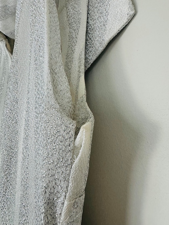 Vintage Jean Allen Lame Gown: White and Silver St… - image 10