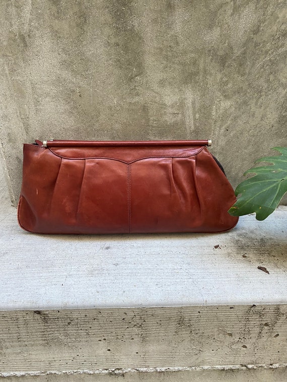 Vintage leather clutch large
