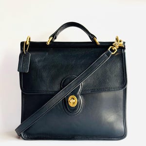 Bolso bandolera o asa superior de piel negra Coach Classic Willis 9927 de estilo vintage