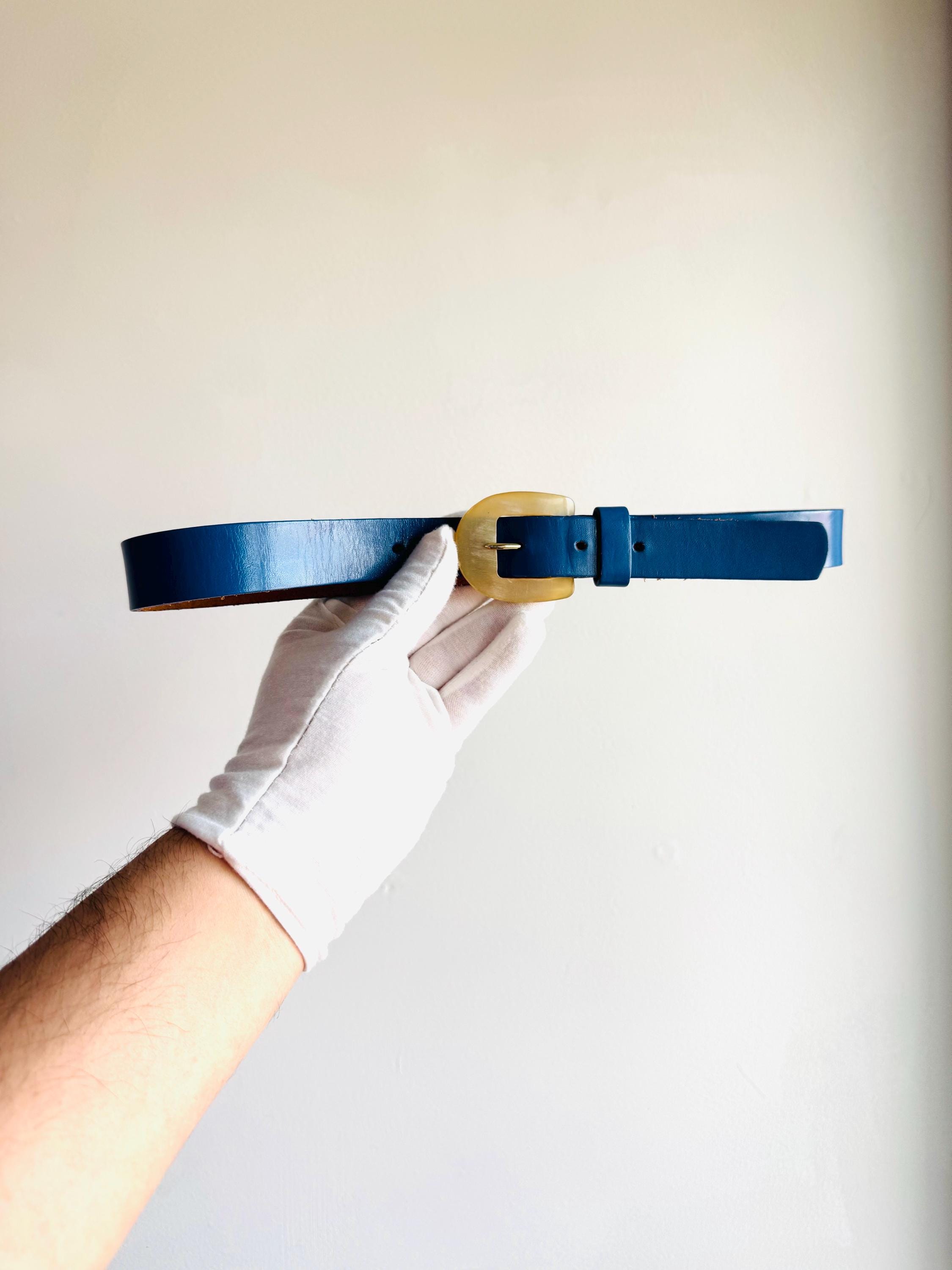 1386 Vintage Luxe Women\'s Belt, Antique Blue Gradient Design, Reinforced Buy Navy Blue Belt Womens Gold Buckle Thick Wide Real  main image 2