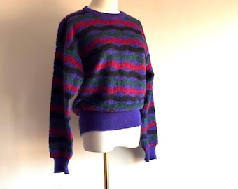 Vintage Missoni Mohair Knit Sweater, 80s Abstract Design, Size S/M