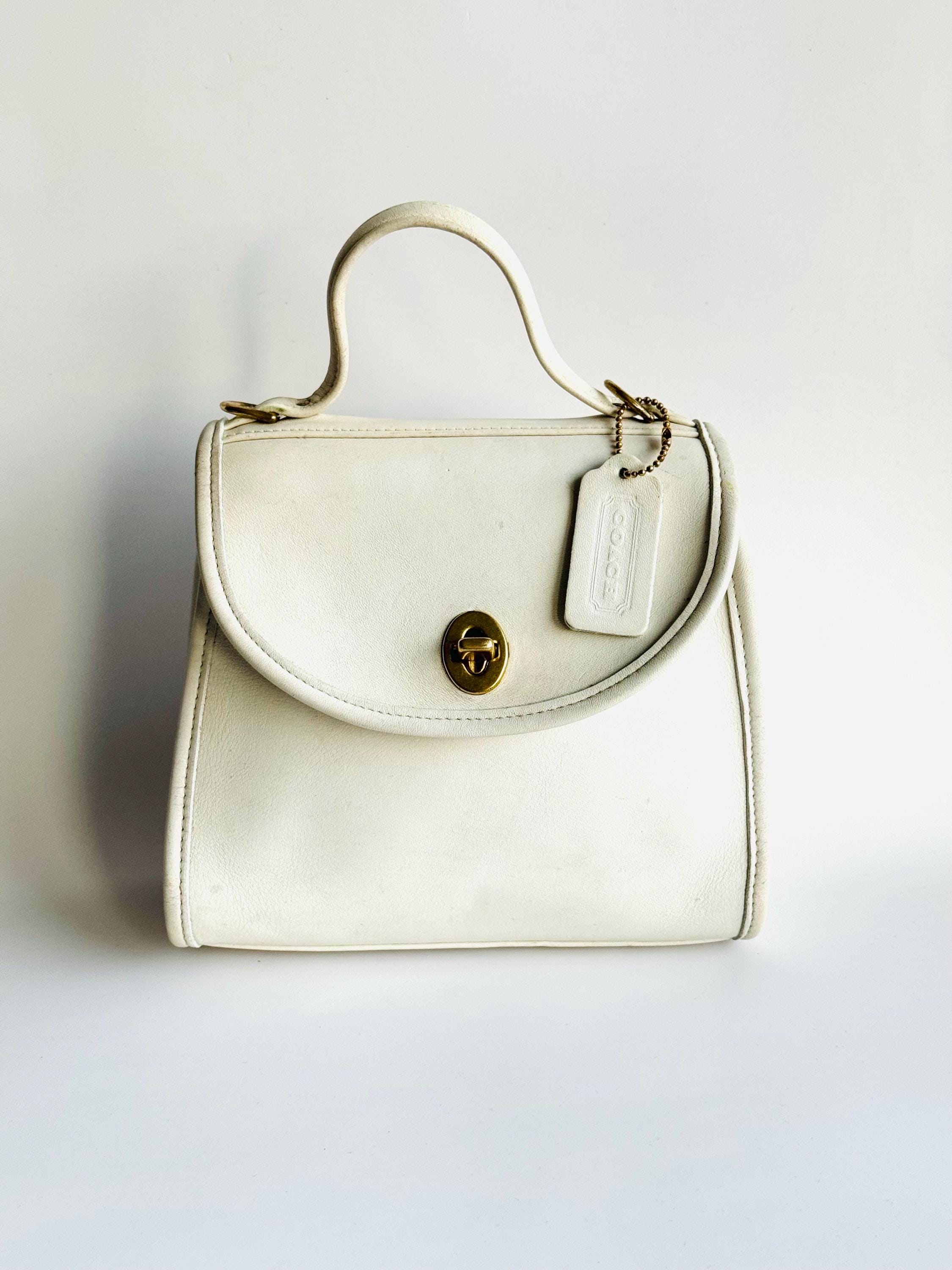 Vintage Coach White / Bone Leather Regina Top Handle Top
