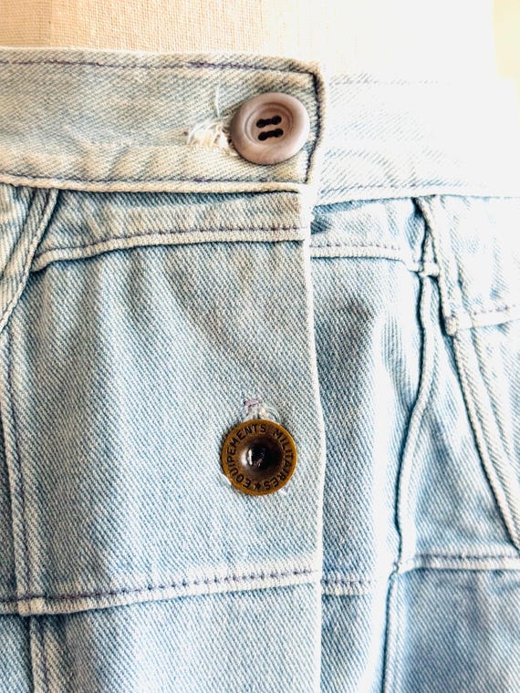 Vintage patchwork denim button down jean skirt 70… - image 6