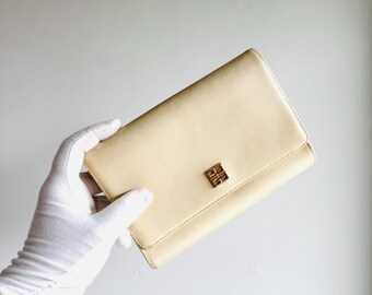 Vintage Givenchy Ivory Lambskin Crossbody Bag – Snake Trim, 1995