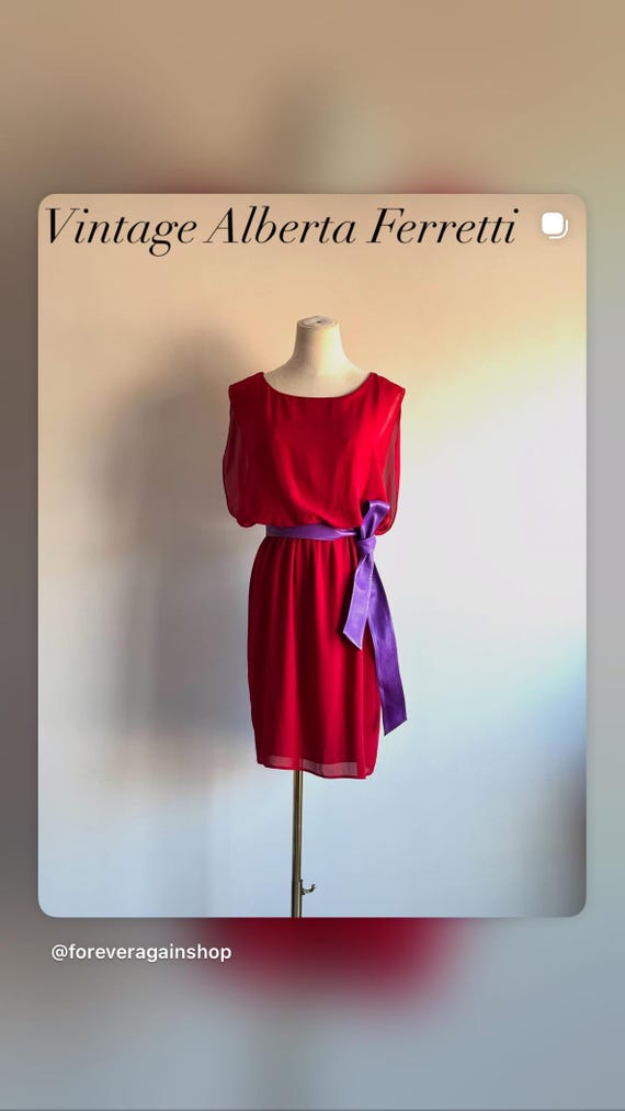 Alberta Ferretti, Vintage Alberta Ferretti Silk Chiffon grecian Dress, Red