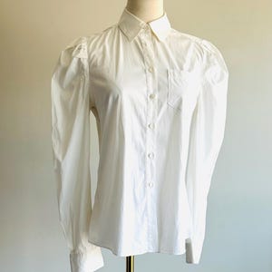 Vintage 00s Miu Miu by Miuccia Prada crisp white puff sleeve blouse sz 42 Made in Italy