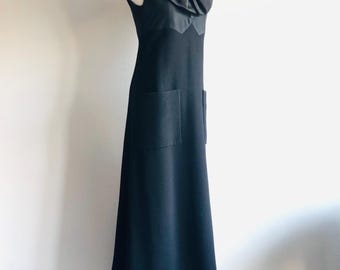 Vintage Geoffrey Beene dress black sleeveless pussy bow floor length gown