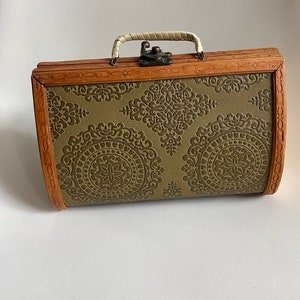 Vintage wood box purse tooled effect
