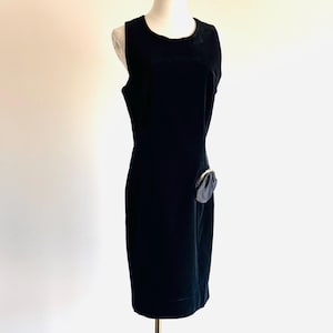 Vintage Moschino Black Velvet Sheath Dress: Coin Purse Pockets, 90s IT 46 US 12