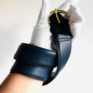 Vintage Coach Navy Leather Belt With Brass Buckle, Medium - Etsy display picture 2