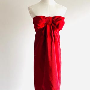 vintage Moschino Cheap & Chic cherry red strapless bow front cocktail dress Sz 42 / 6