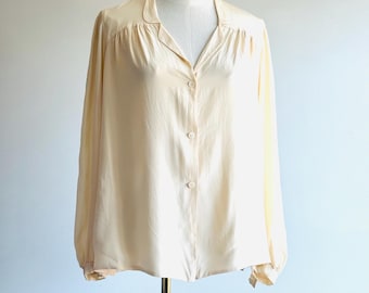 Vintage HALSTON silk blouse 70s era HALSTON Medium
