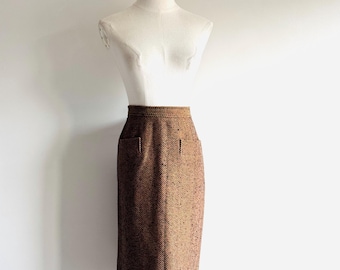 Vintage Yves Saint Laurent tweed Skirt : speckled brown