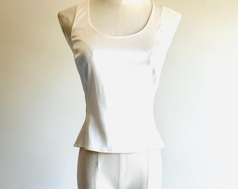 Vintage Karl Lagerfeld Paris Silk Satin Tank Blouse, Full Zip Back (Size 38)