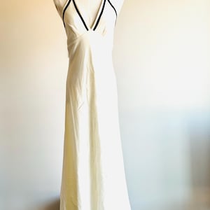 Vintage black and white boho halter maxi dress 70s backless