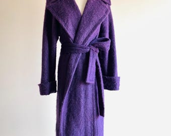 Vintage Plein Sud mohair coat by Faycal Amor purple wool belted