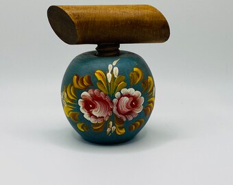 Vintage carved wood screw nutcracker hand painted folk art