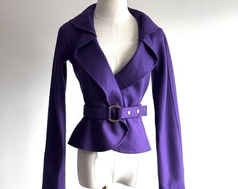 vintage Gianni Versace Couture belted blazer jacket: F/W 2000 y2k purple peplum