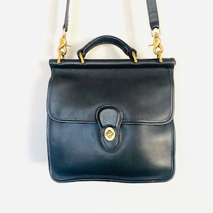 Bolso bandolera o de mano vintage Coach Willis 9927 de piel negra con asa superior